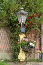 Lamp post at the old railway station in Bettisfield, Clwyd, Wales on July 10, 2021