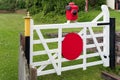 View of an old railway crossing gate in Bettisfield, Clwyd, Wales on July 10, 2021