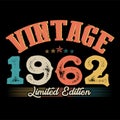 1962 Vector Vintage Retro T Shirt Design Black Background