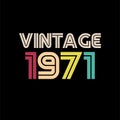 1971 Vintage Retro T Shirt Design, Vector, Black Background