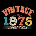 1975 vintage retro t shirt design, vector, black background Royalty Free Stock Photo