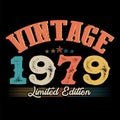 1979 vintage retro t shirt design, vector, black background