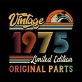 1975 vintage retro t shirt design, vector Black background Royalty Free Stock Photo