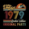 1979 vintage retro t shirt design, vector Black background