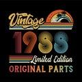 1988 vintage retro t shirt design, vector Black background Royalty Free Stock Photo