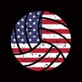 grunge baseball, softball, volleyball, golf ball, basketball with usa flag vector Royalty Free Stock Photo