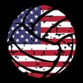 grunge baseball, softball, volleyball, golf ball, basketball with usa flag vector Royalty Free Stock Photo