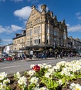 The Betty's Tea Room and cafe with floral display in Harrogate, North Yorkshire