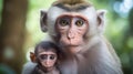 Betty And Taupe: A Photorealistic Portraiture Of A Mother And Baby Monkey Royalty Free Stock Photo