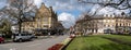 The Betty's Tea Room and cafe with floral display in Prospect Square, Harrogate, North Yorkshire