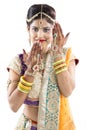 Beautiful Indian Bride with Mehendi hands or Henna Royalty Free Stock Photo