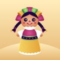 Beuatiful mexican doll illustration Vector illustration