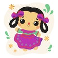 Beuatiful mexican doll illustration Vector illustration