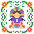 Beuatiful mexican doll illustration Vector illustration