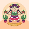 Beuatiful mexican doll illustration Vector illustration