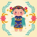 Beuatiful mexican doll illustration Vector illustration