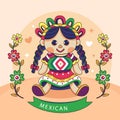 Beuatiful mexican doll illustration Vector illustration