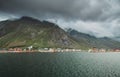 Beutiful Lofoten islands, traditional red houses