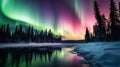 Beutiful nature background northern light