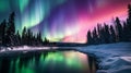 Beutiful nature background northern light