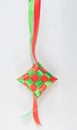 The beutiful red and green colors ribbon of ketupat raya