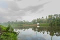 A beutiful scenery of landscape with river, sky in village in kerala, india Royalty Free Stock Photo