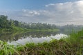 A beutiful scenery of landscape with river, sky in village in kerala, india