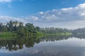 A beutiful scenery of landscape with river, sky in village in kerala, india Royalty Free Stock Photo