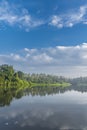 A beutiful scenery of landscape with river, sky in village in kerala, india Royalty Free Stock Photo