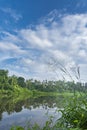 A beutiful scenery of landscape with river, sky in village in kerala, india Royalty Free Stock Photo