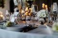 Beutiful setup of wine glasess for dinner, party, weddings or chrismas
