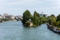 Beutiful view of Seine River with cruise ships and buildings , Paris, France