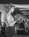 Bev Francis Gets in Final Training Session Before 1986 Ms Olympia Bodybuilding Contest in NYC Royalty Free Stock Photo