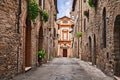 Bevagna, Perugia, Umbria, Italy: alley and church in the old tow