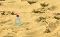 Bevarage. bottle of water drink on a sandy beach. Royalty Free Stock Photo
