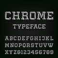 Beveled Chrome Alphabet Vector Font. Royalty Free Stock Photo