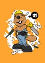 Bever the builder vector illustration Royalty Free Stock Photo