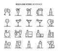 Beverage, bold line icons