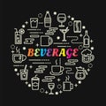 Beverage colorful gradient with line icons set