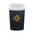 Beverage cup with black and yellow stationery template