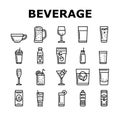 beverage drink juice fresh water icons set vector Royalty Free Stock Photo