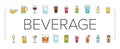 beverage drink juice fresh water icons set vector Royalty Free Stock Photo