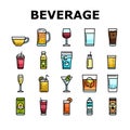 beverage drink juice fresh water icons set vector Royalty Free Stock Photo