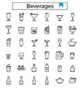 Beverage and drinks outline design icon set.