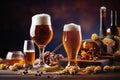 glass pub pint beverage alcohol gold beer foam drink lager. Generative AI. Royalty Free Stock Photo