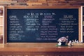 Beverage menu on blackboard at cafe coffee shop Royalty Free Stock Photo
