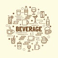 Beverage minimal thin line icons set