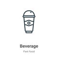 Beverage outline vector icon. Thin line black beverage icon, flat vector simple element illustration from editable fast food