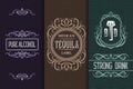 Beverage packaging design. Set of alcohol drink bottles labels