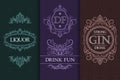 Beverage packaging design. Set of booze bottles labels